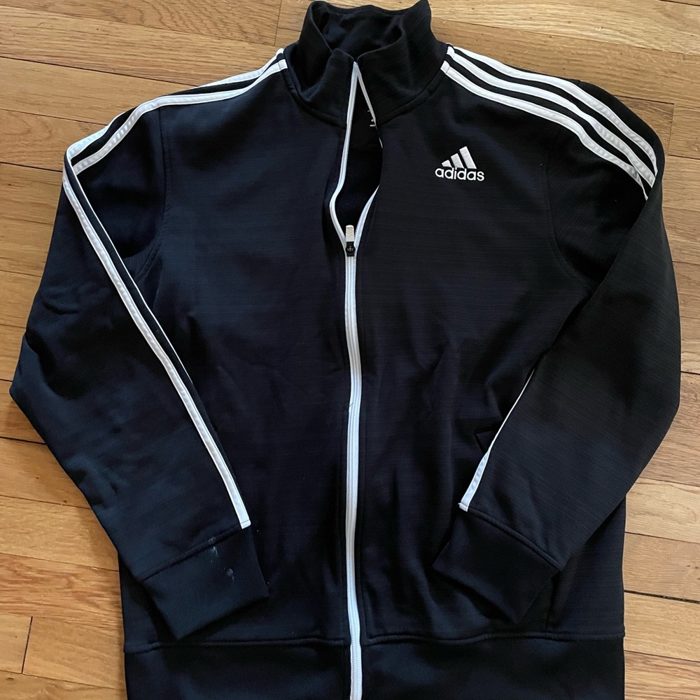 Adidas Black and White Lightweight Track Zip Up